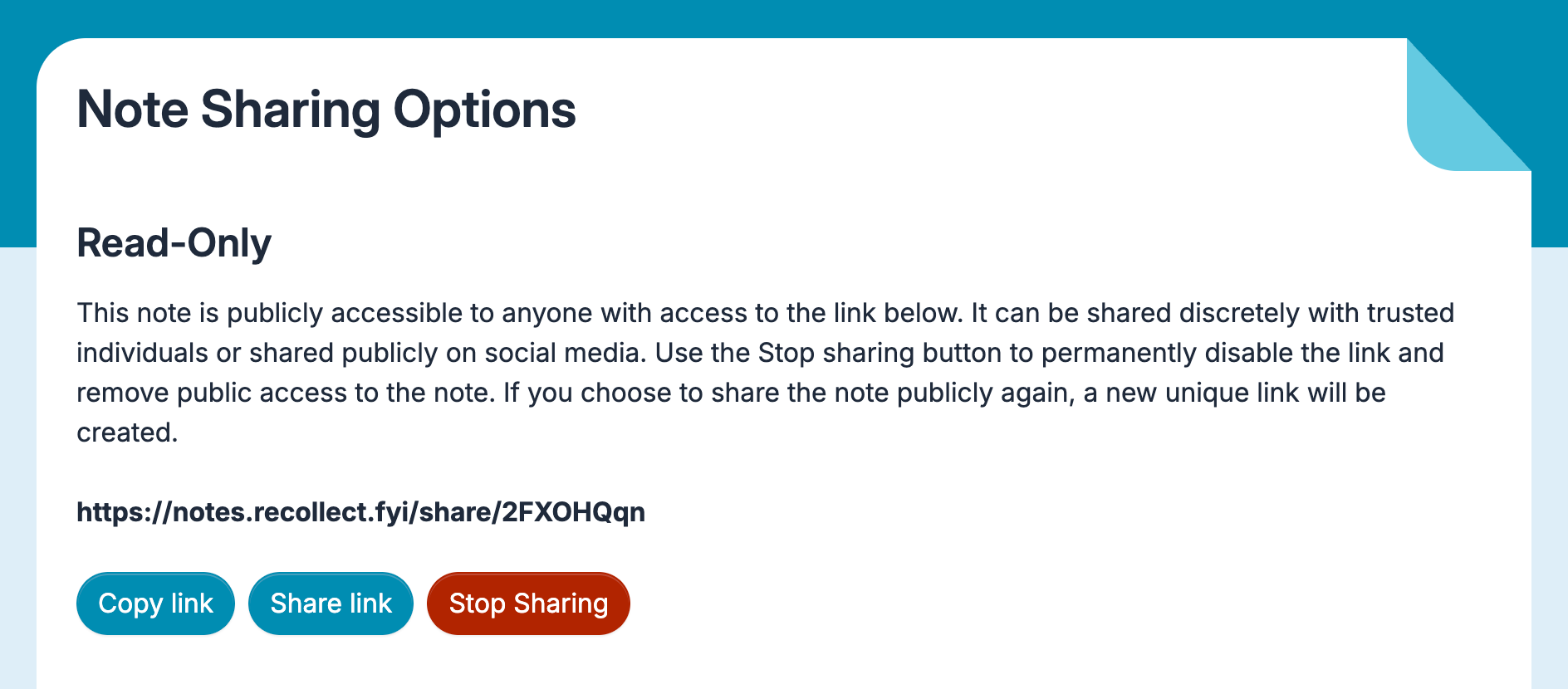 Note Sharing Options