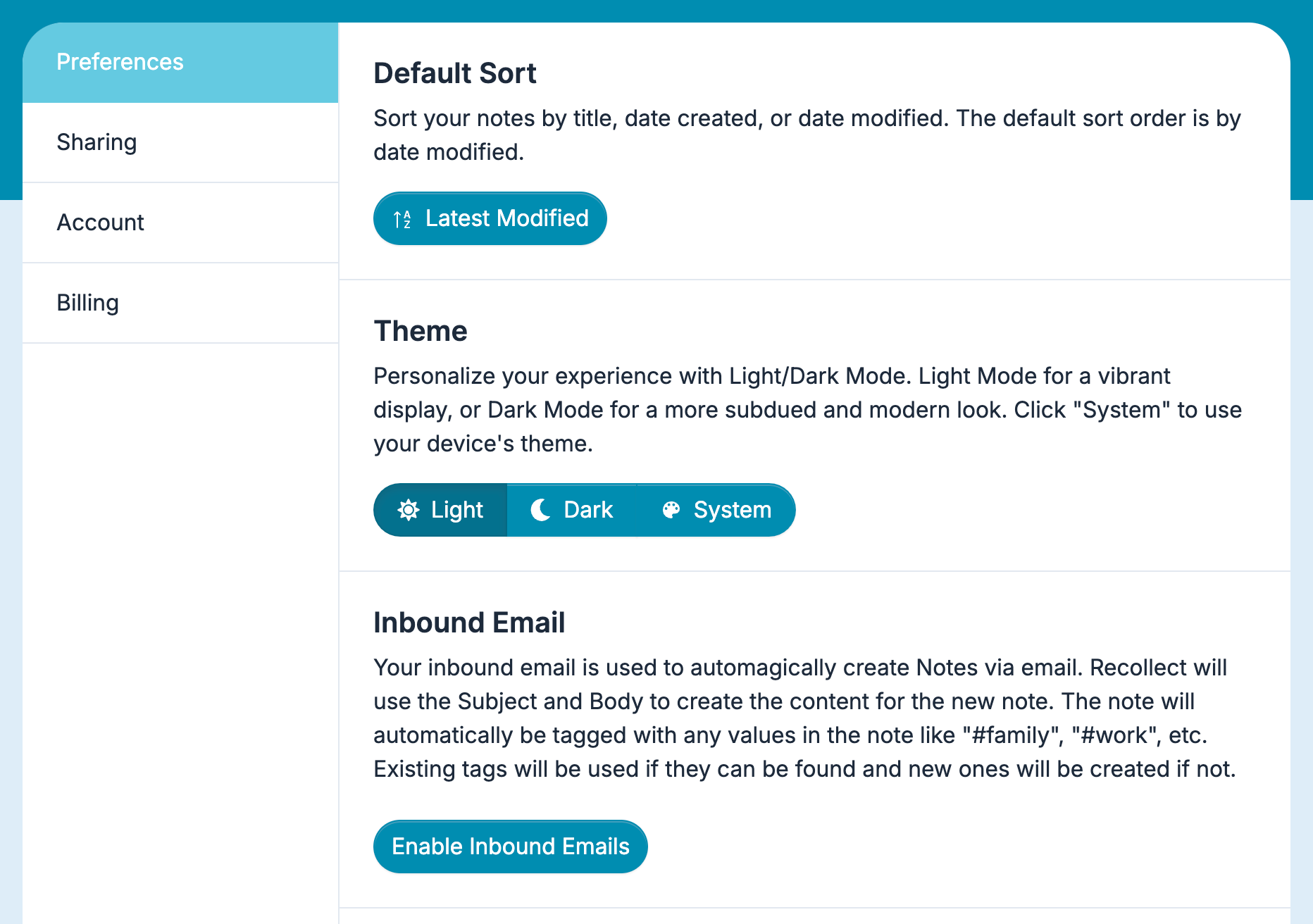Enable Inbound Emails option
