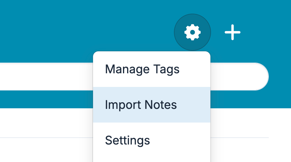 Import Notes option