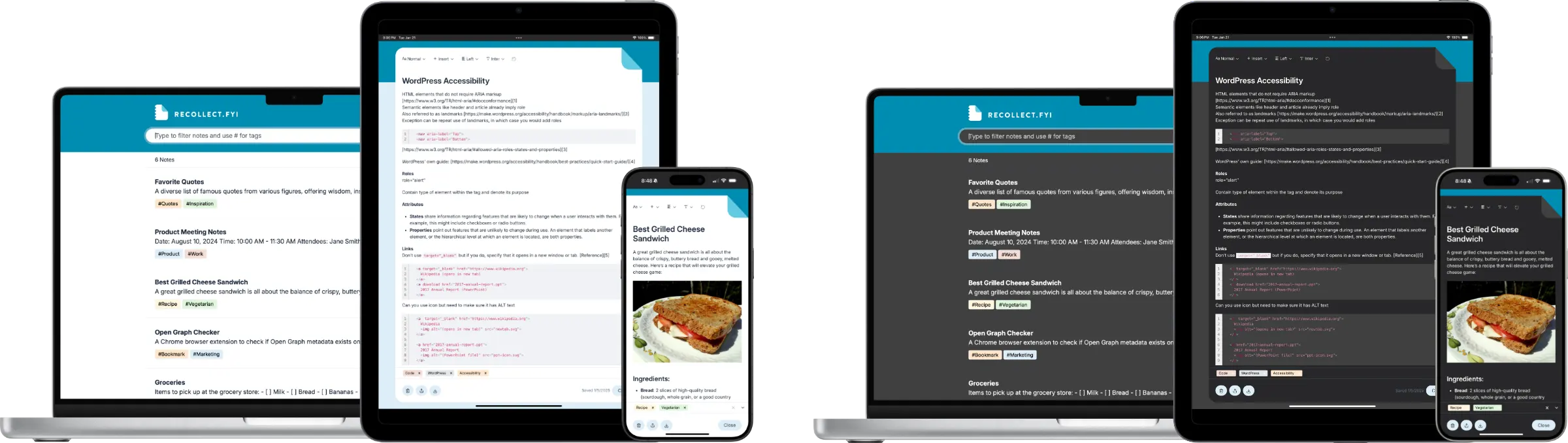 Light and dark themes